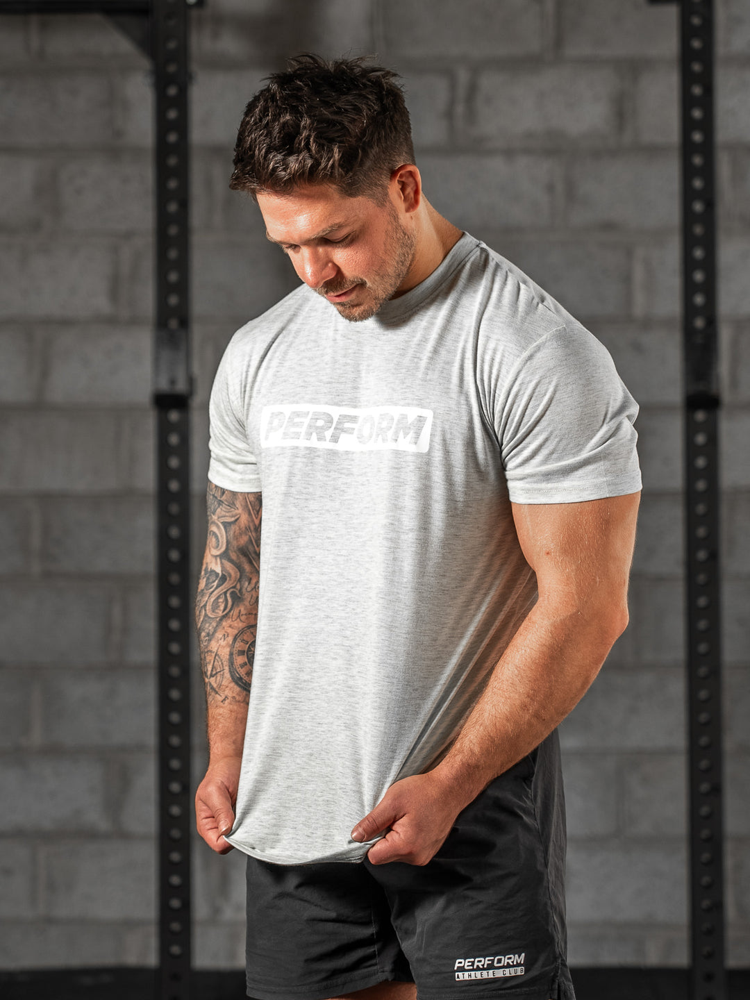 MEN'S PERFORM TEE - HEATHER GREY - Perform Athletics