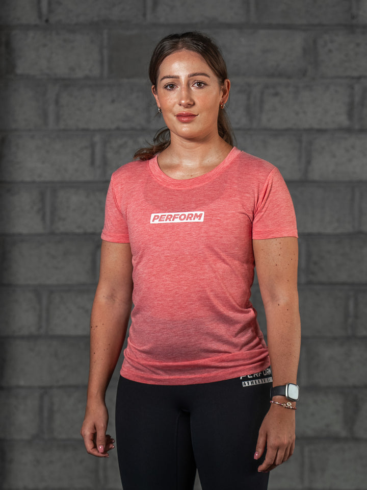 WOMEN'S PERFORM TEE - PINK - Perform Athletics