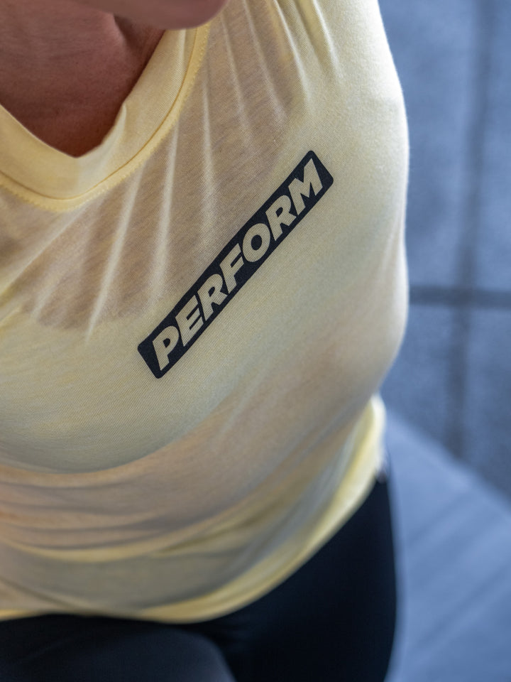 WOMEN'S PERFORM TEE - YELLOW - Perform Athletics