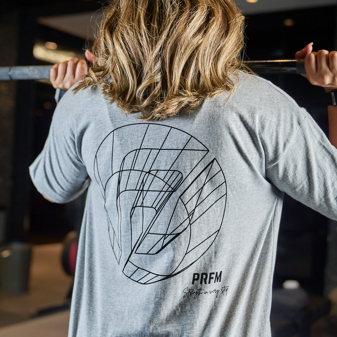 STRENGTH OUTLINED OVERSIZE TEE - HEATHER GREY