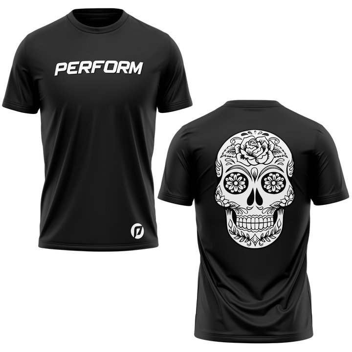 SUGAR SKULL TEE - BLACK - Perform Athletics